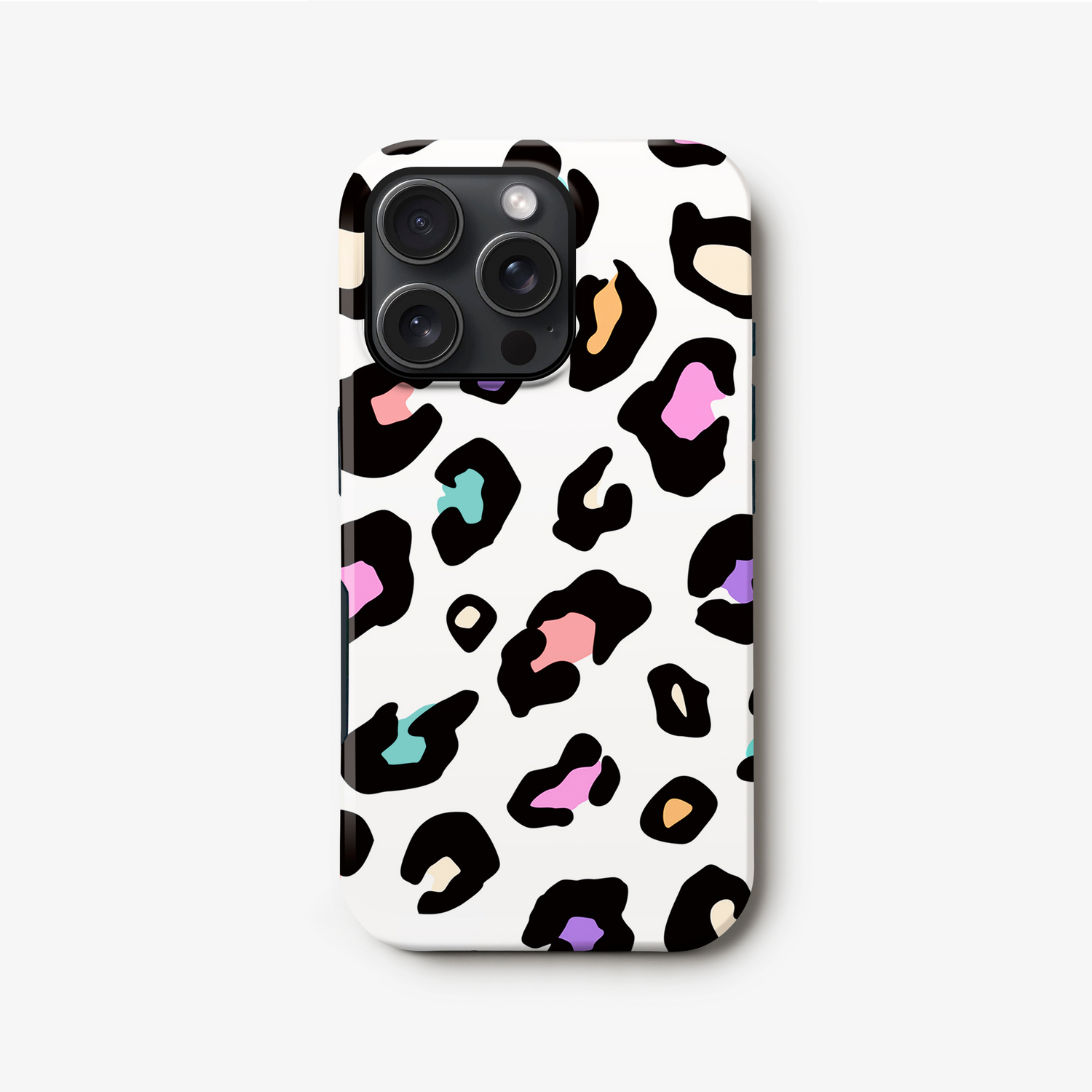 White Rainbow Leopard Skin Spots Case iPhone 16 Phone Case