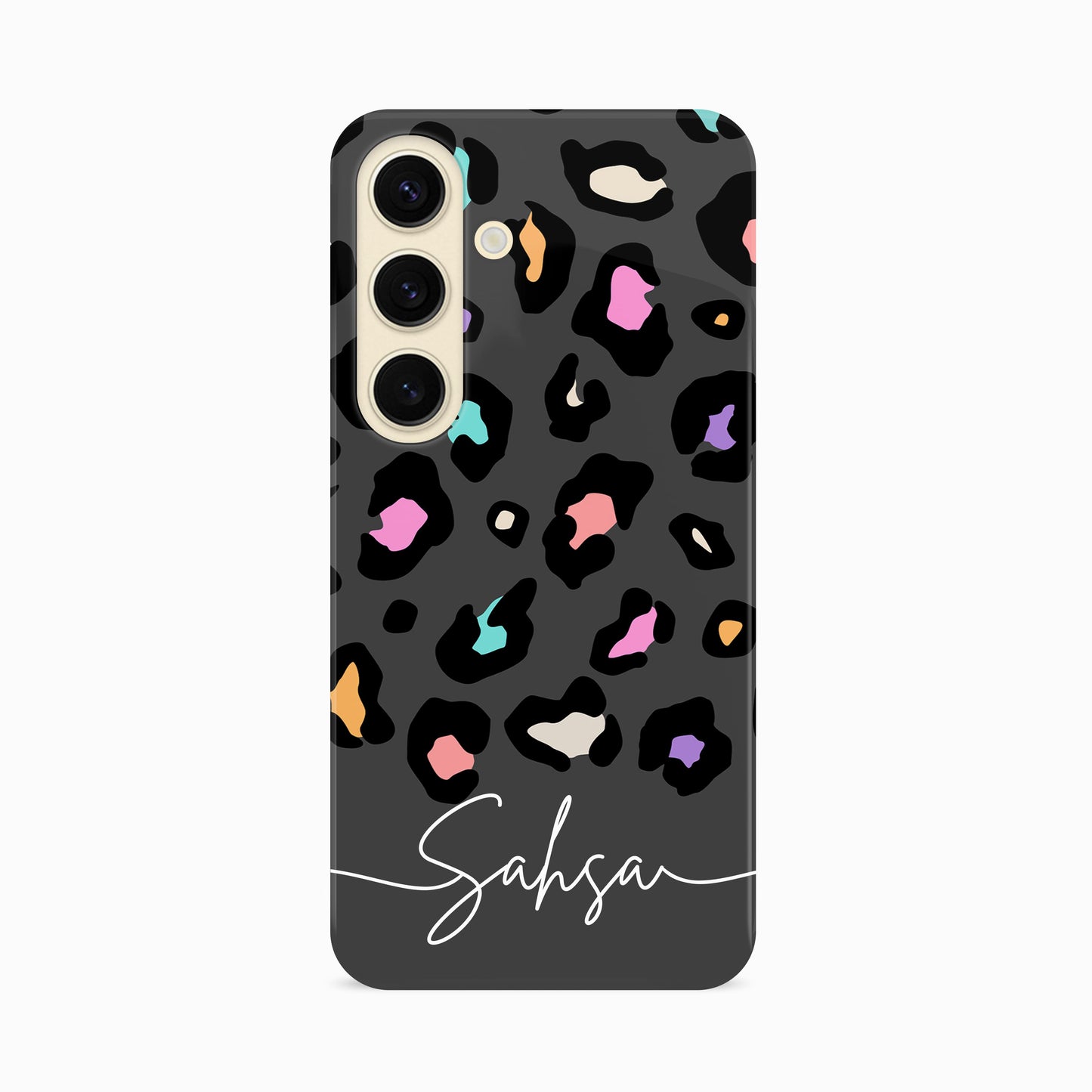 Rainbow Grey Leopard Spots Pattern Case Samsung Galaxy S24 Phone Case
