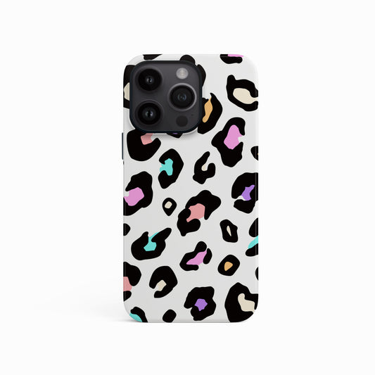 White Rainbow Leopard Skin Spots Case iPhone 15 Phone Case