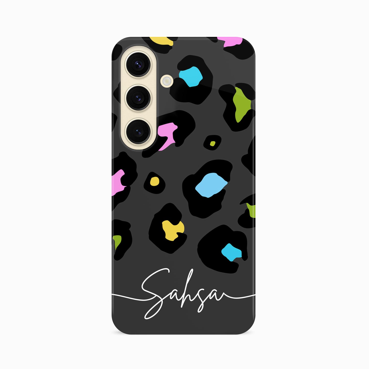 Personalised Grey Leopard Print Phone Case Samsung Galaxy S24 Phone Case