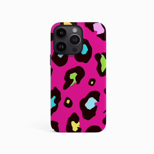 Multicolour Pink Leopard Skin Phone Case iPhone 15 Phone Case
