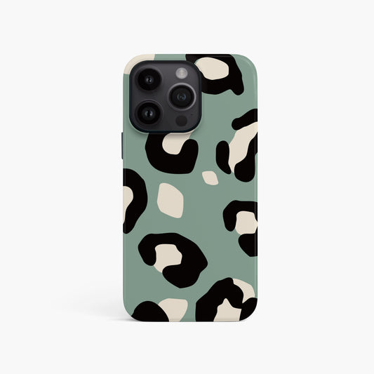Muted Blue Leopard Print Phone Case iPhone 16 Phone Case
