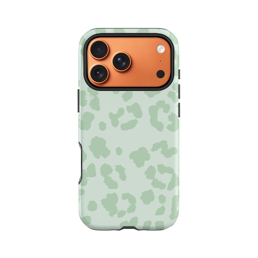 Muted Light Green Leopard Print Case iPhone 17 Pro Phone Case