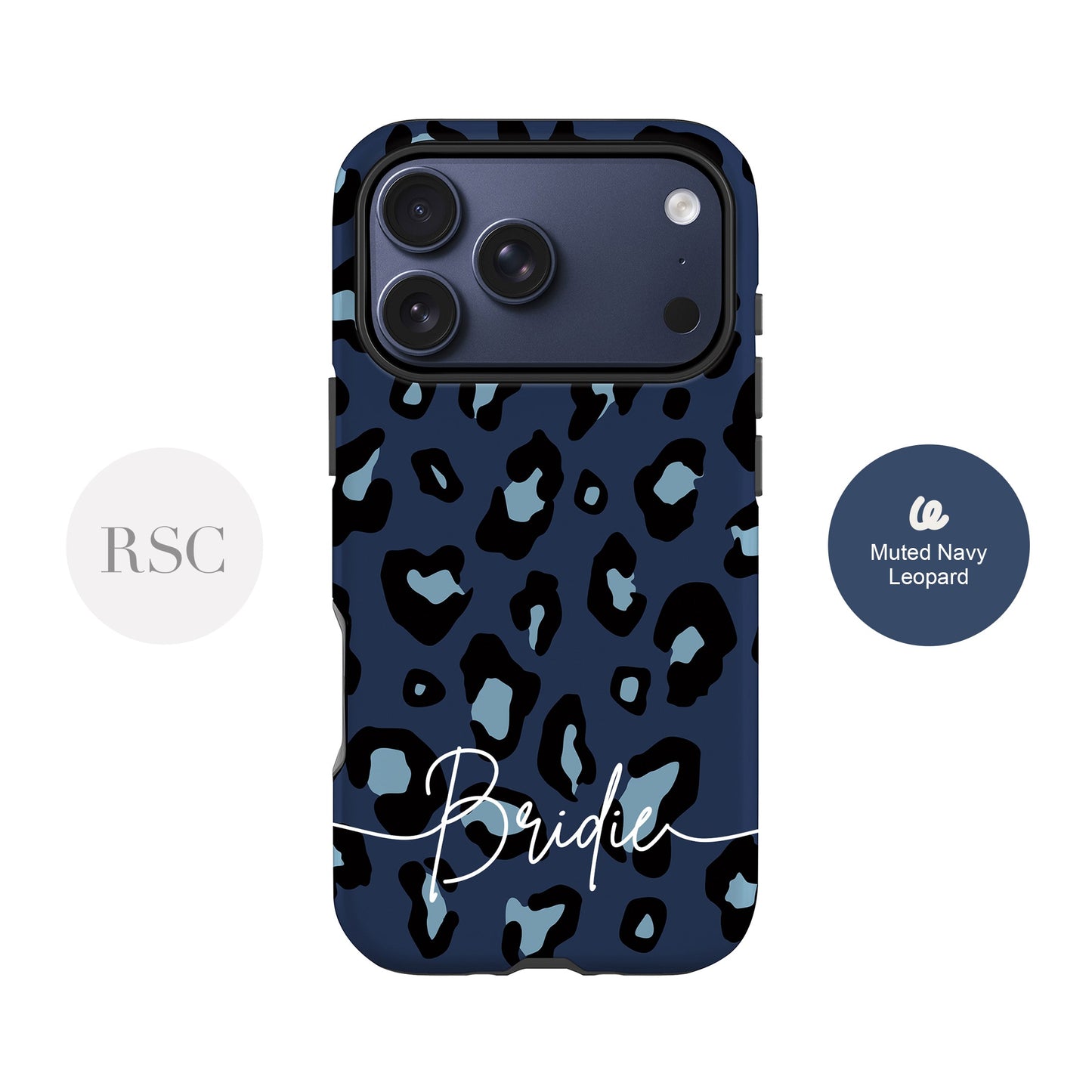 Custom Muted Navy Leopard Print Case