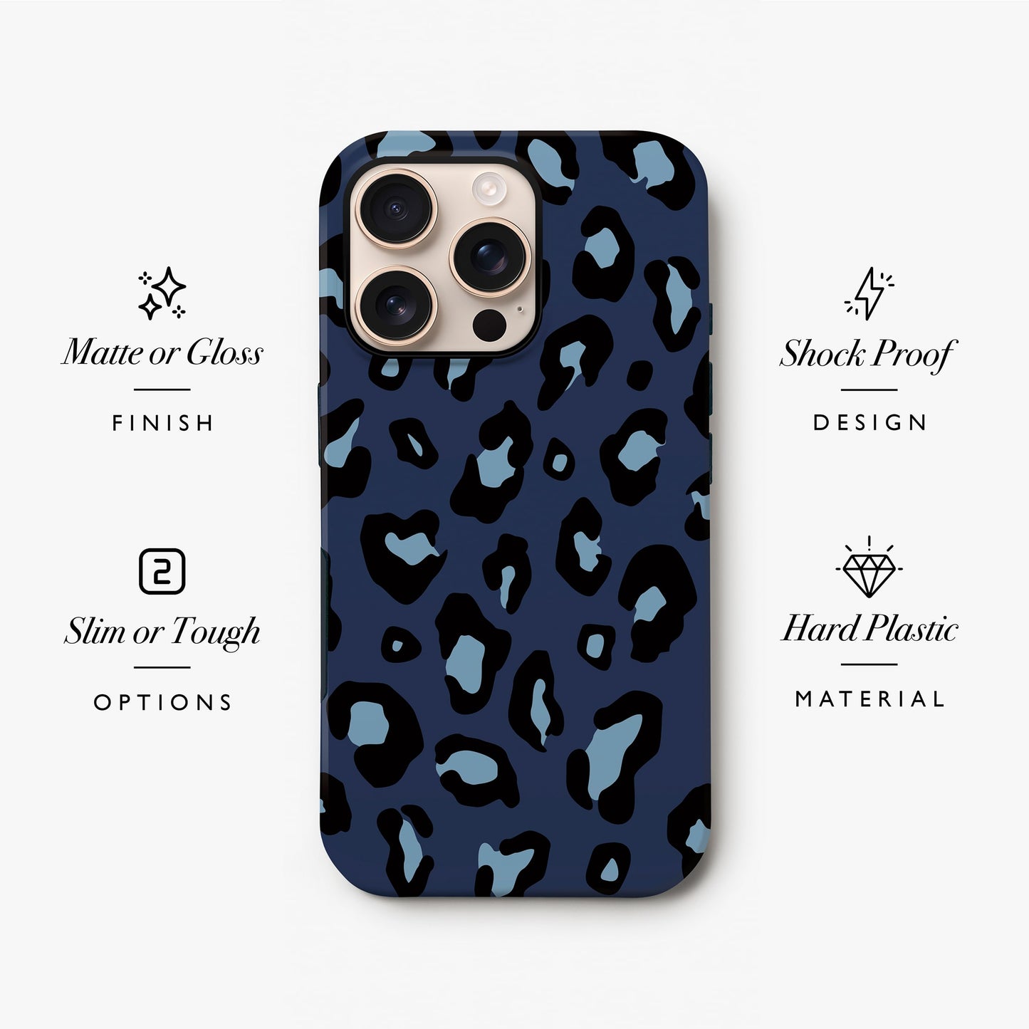 Custom Muted Navy Leopard Print Case