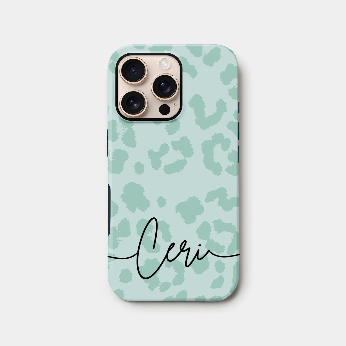 Personalised Teal Blue Leopard Print Case