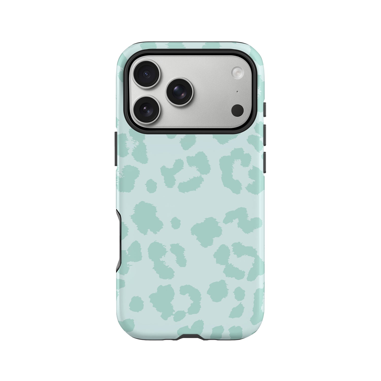 Muted Teal Blue Leopard Print Case iPhone 17 Pro Phone Case