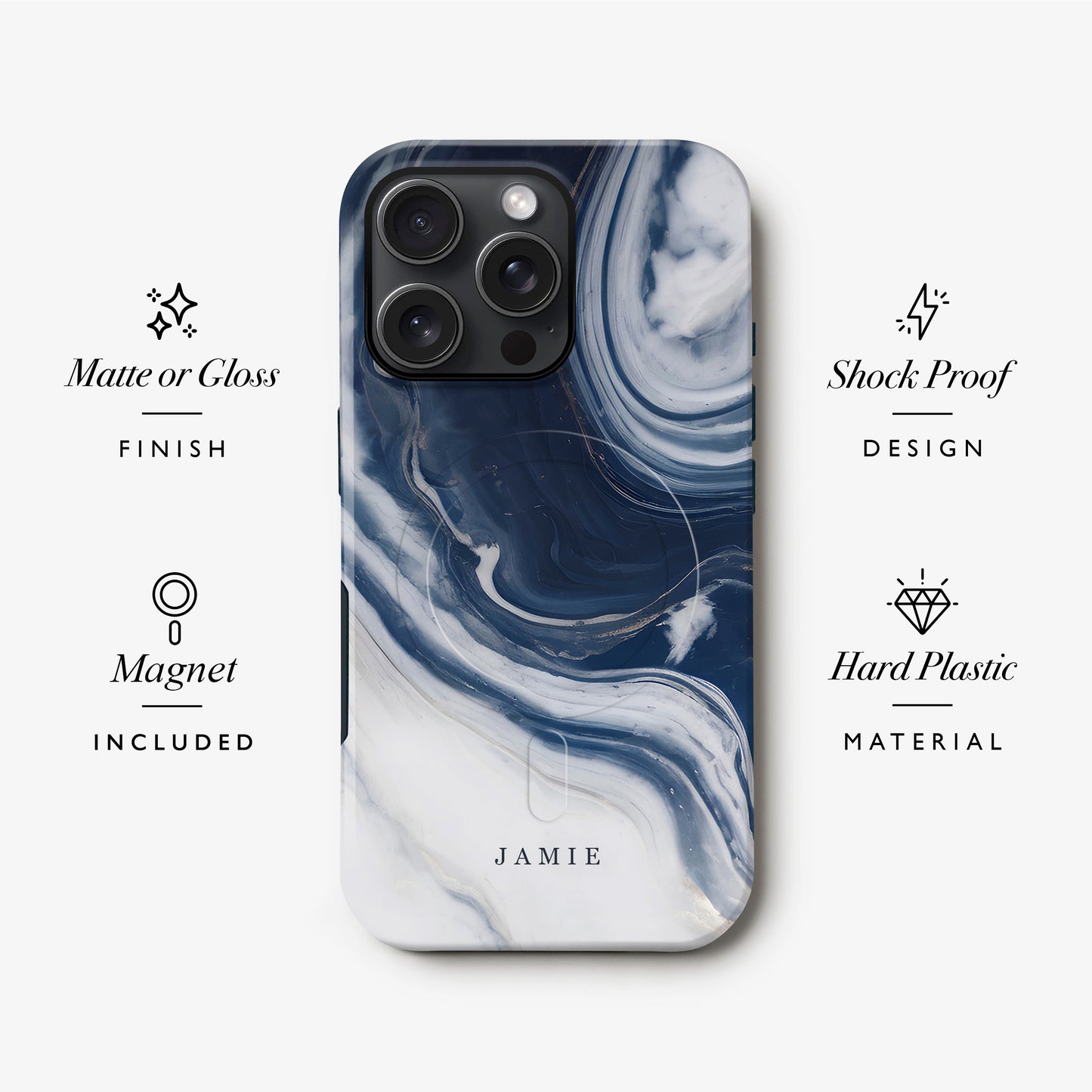 Navy Blue Marble Custom Magsafe Case