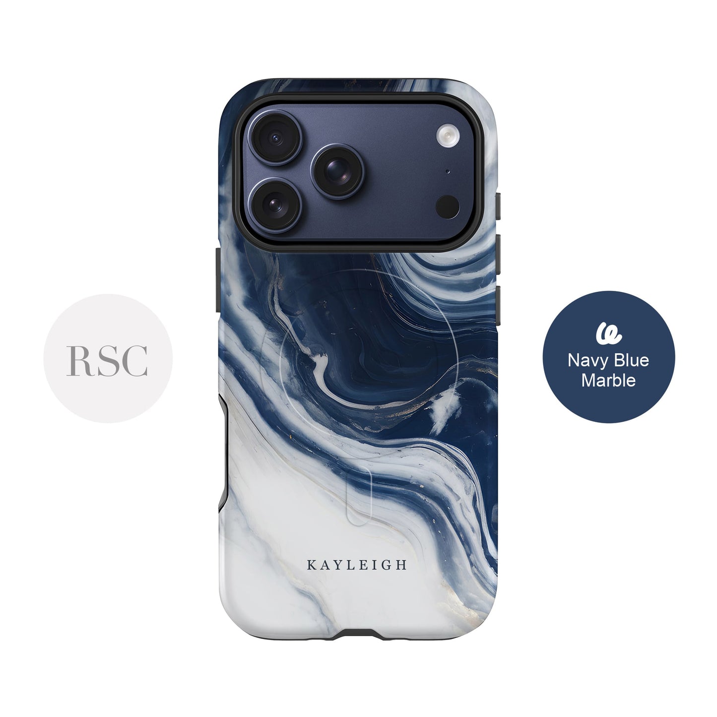 Navy Blue Marble Custom Magsafe Case