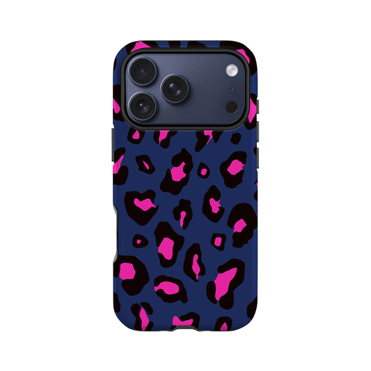 Pink Navy Blue Leopard Print Case iPhone 17 Pro Phone Case