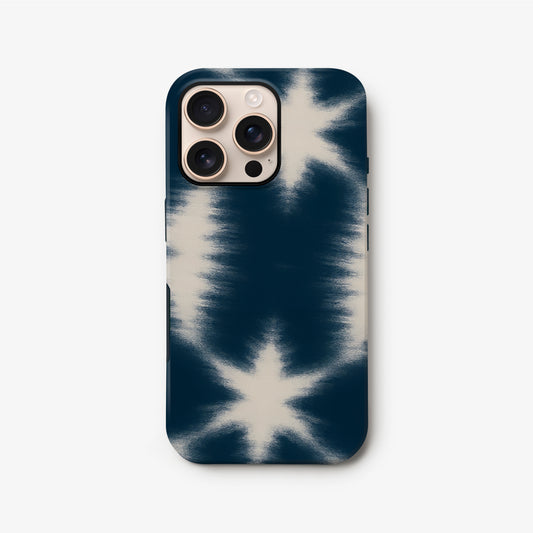 Navy Blue Tie Dye Print Phone Case iPhone 16 Phone Case