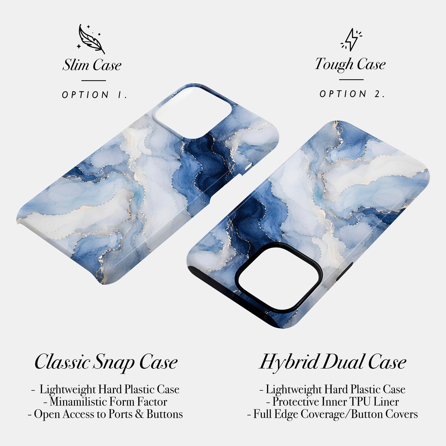 Personalised Navy Cascade Marble Case