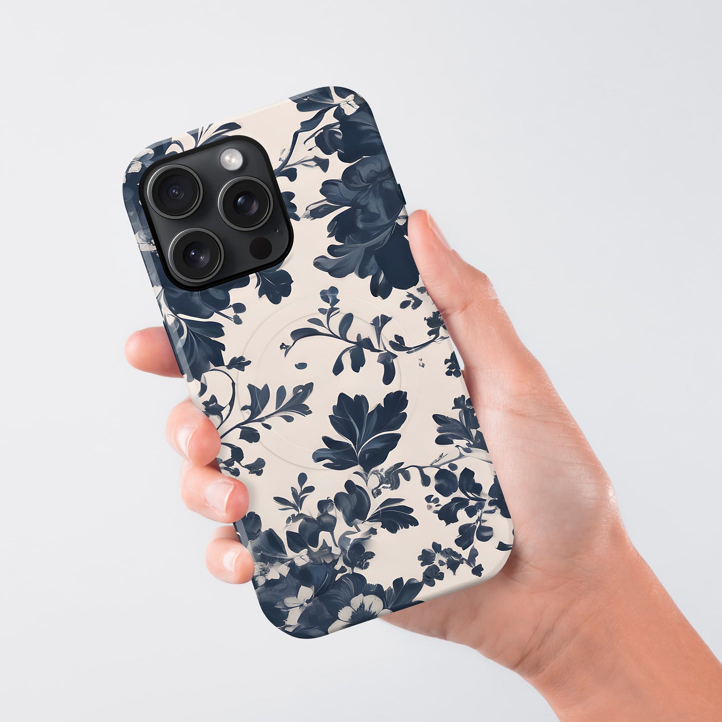 Navy Floral Magsafe Case