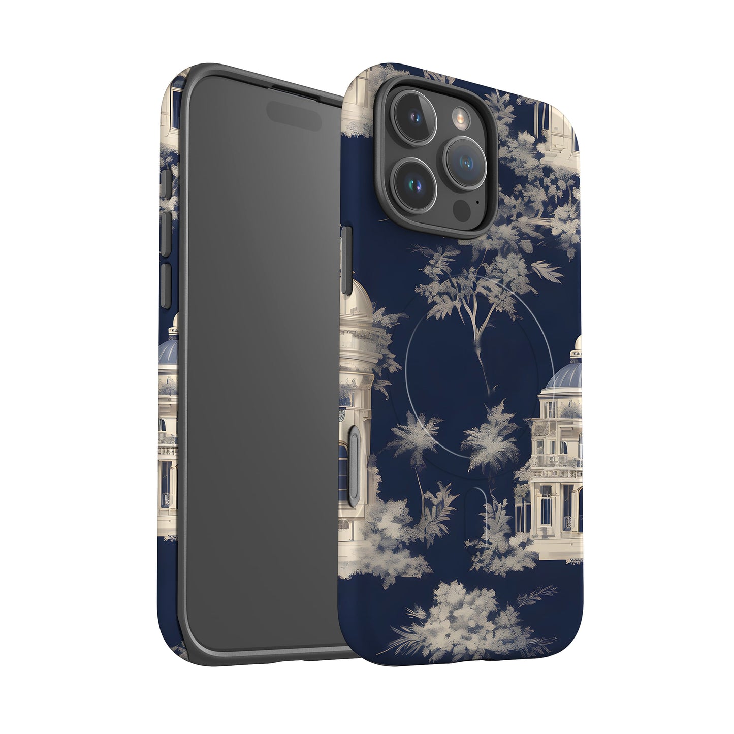 Navy Blue Floral Toile Magsafe Case