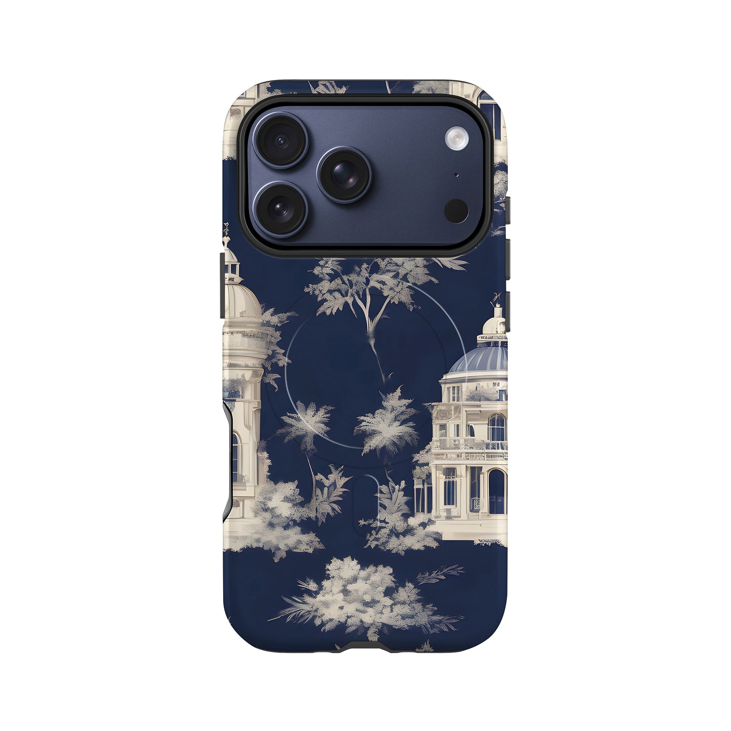 Navy Blue Floral Toile Magsafe Case