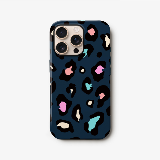 Navy Blue Multicolour Leopard Print Case iPhone 16 Phone Case