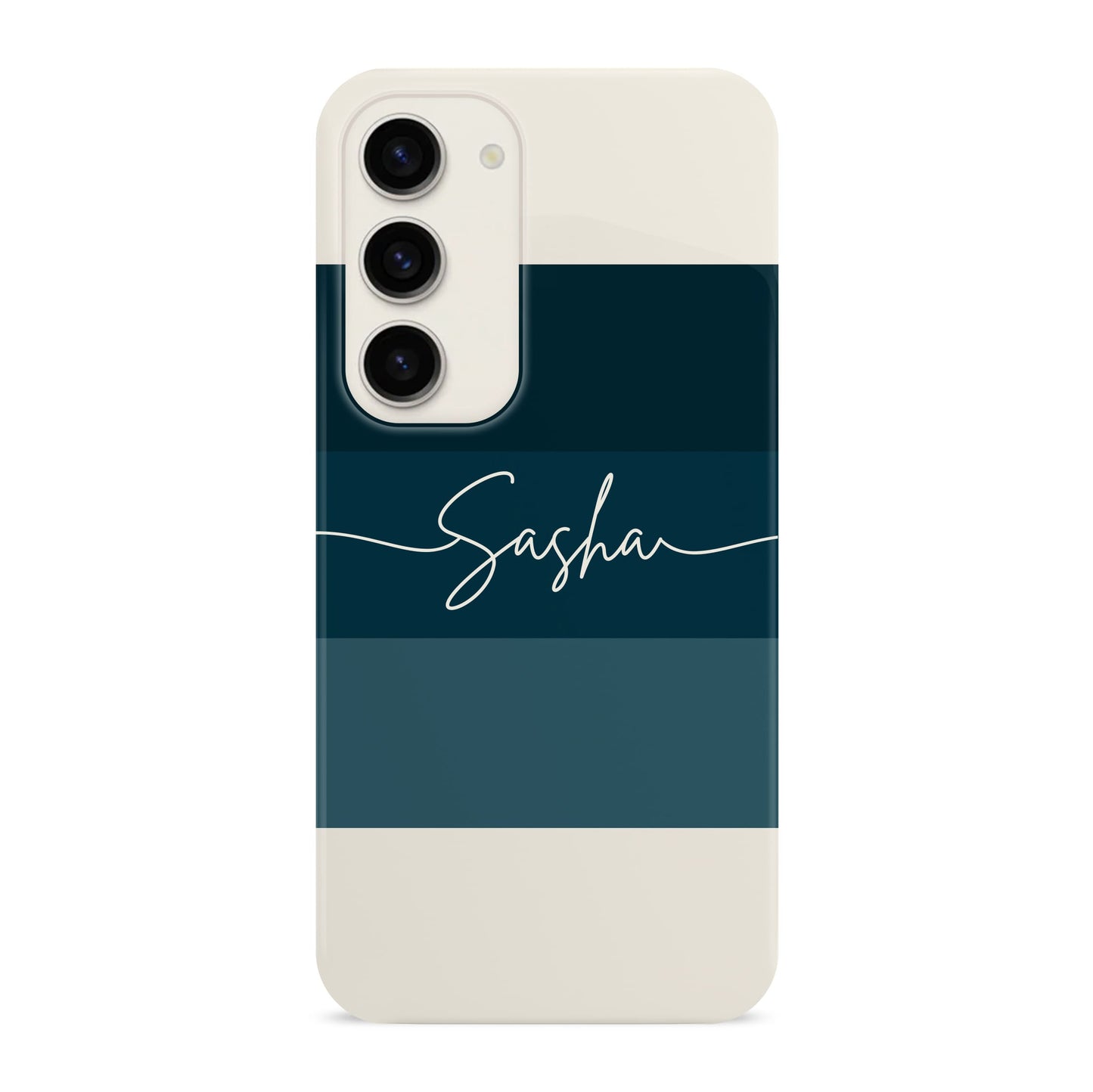 Navy Blue Stripe Pattern Personalised Case Samsung Galaxy S23 Phone Case