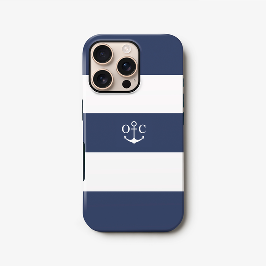 Anchor Nautical Navy Stripes Phone Case iPhone 16 Phone Case