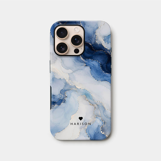 Personalised Navy Cascade Marble Case