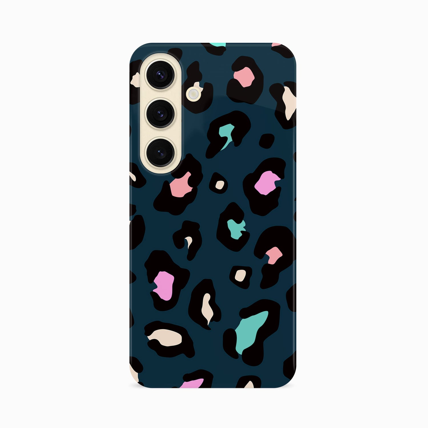 Navy Blue Multicolour Leopard Print Case Samsung Galaxy S24 Phone Case