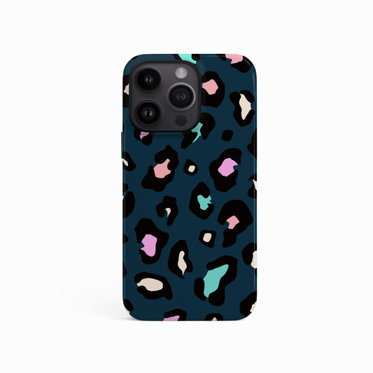 Navy Blue Multicolour Leopard Print Case iPhone 15 Phone Case