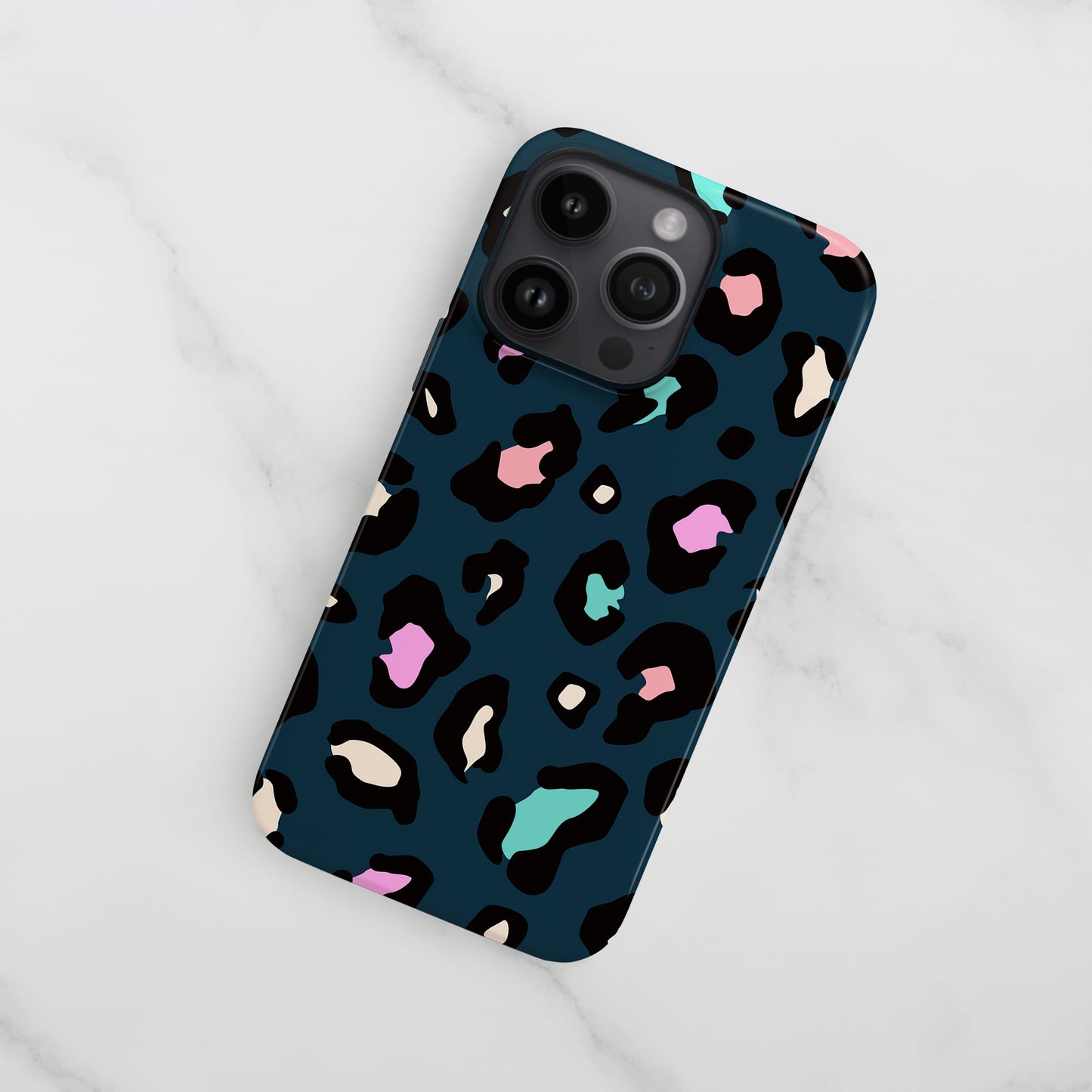 Navy Blue Multicolour Leopard Print Case  Phone Case