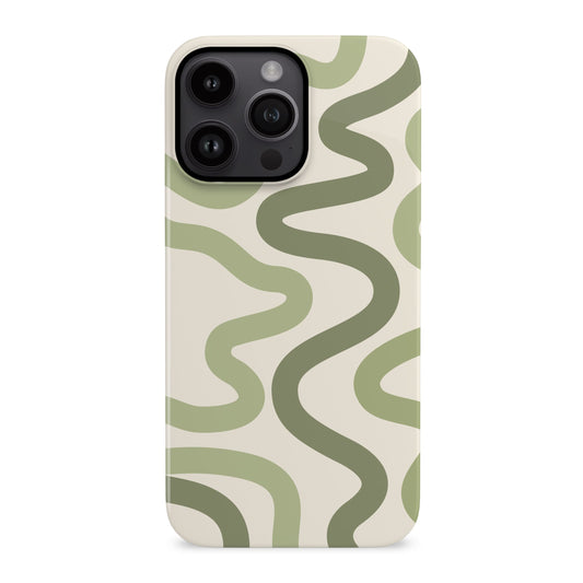 Olive Green Wavy Pattern Print Case iPhone 14 Phone Case