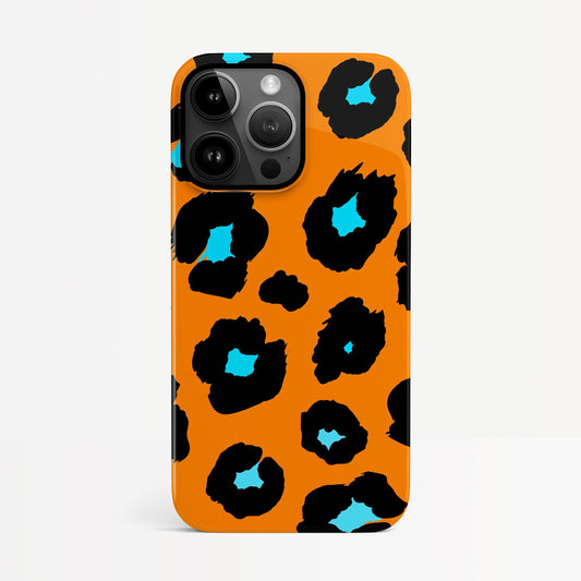 Orange and Blue Leopard Print Case iPhone 14 Phone Case