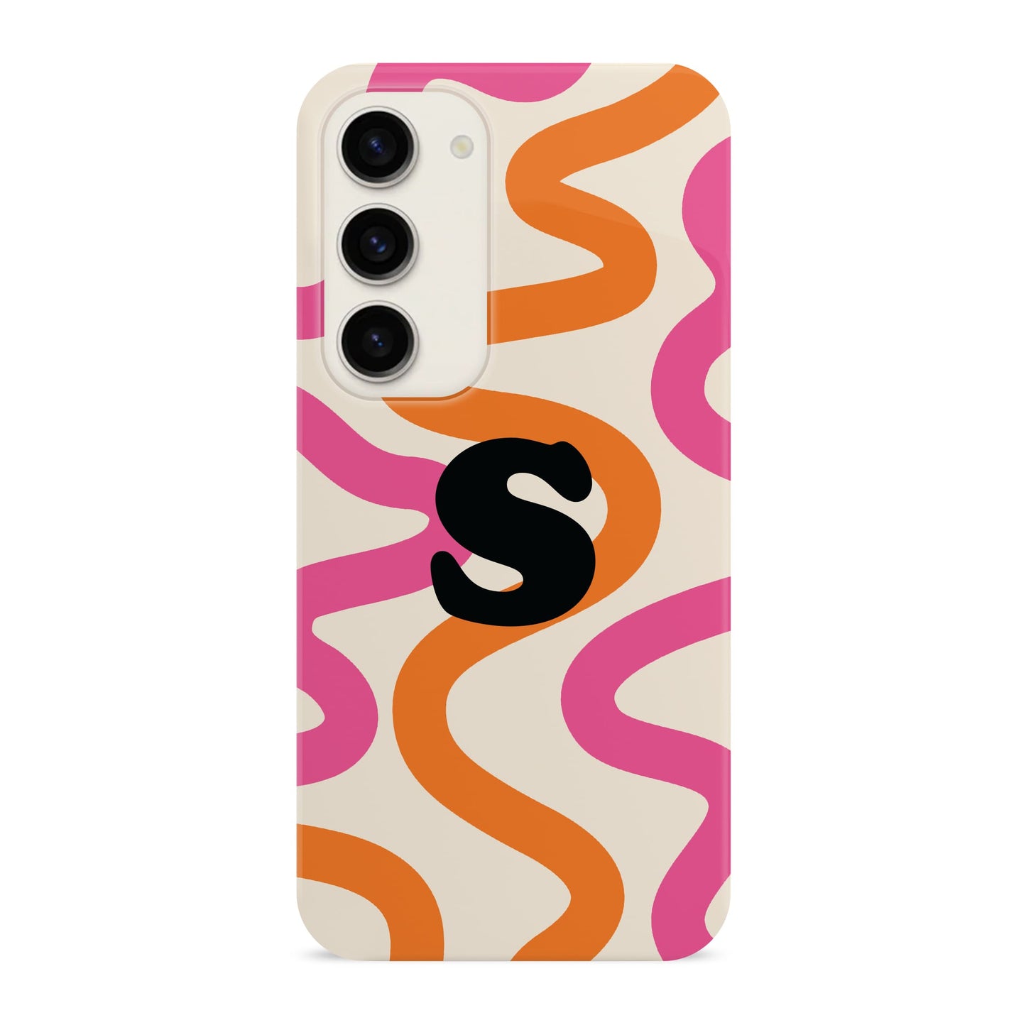 Orange and Pink Personalised Wavy Pattern Case Samsung Galaxy S23 Phone Case