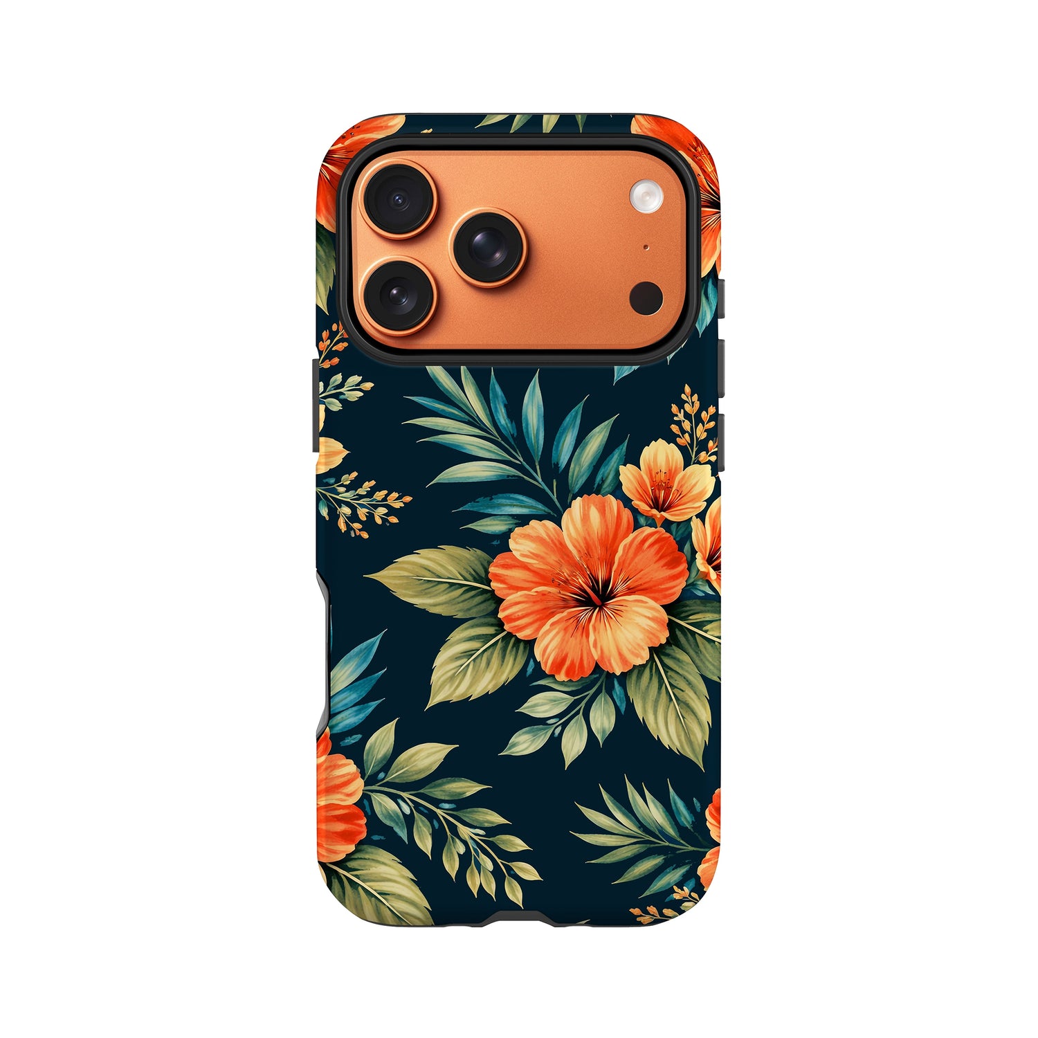 Classic Orange Floral Print Case iPhone 17 Pro Phone Case