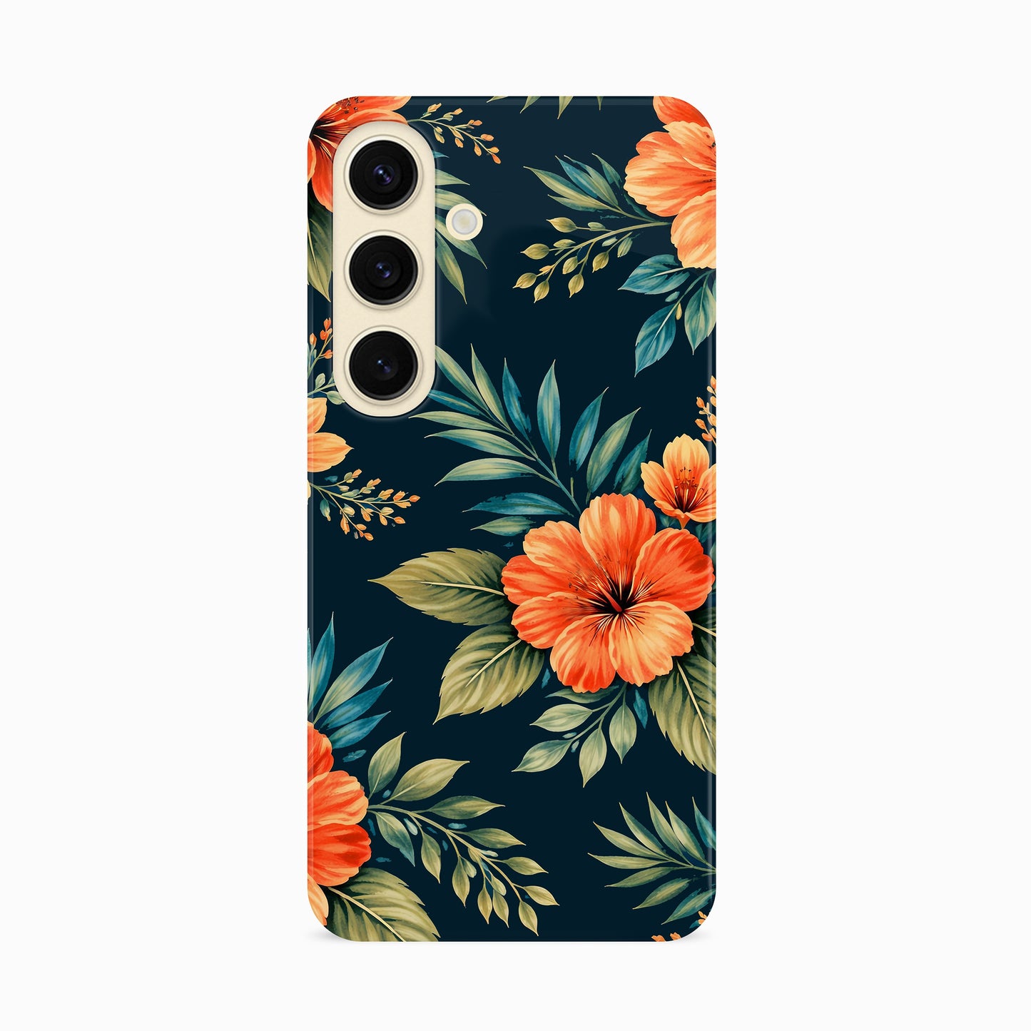 Classic Orange Floral Print Case Phone Case