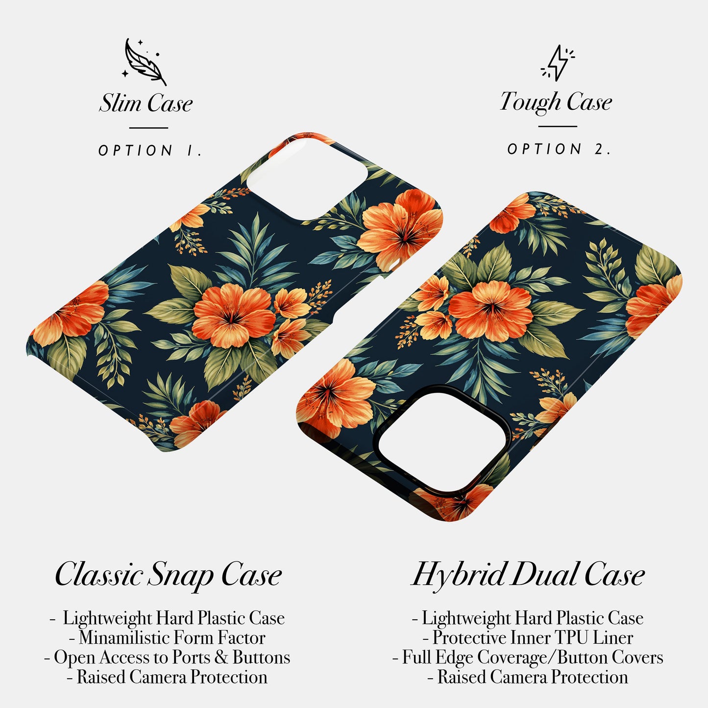 Classic Orange Floral Print Case Phone Case