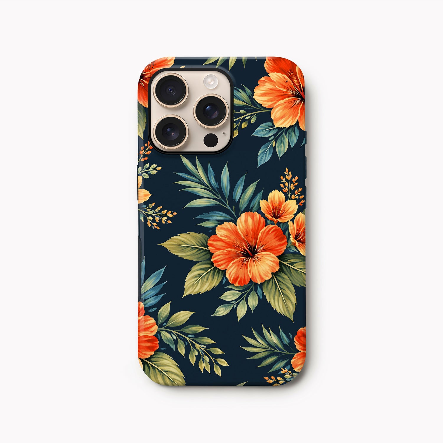 Classic Orange Floral Print Case iPhone 16 Pro Phone Case