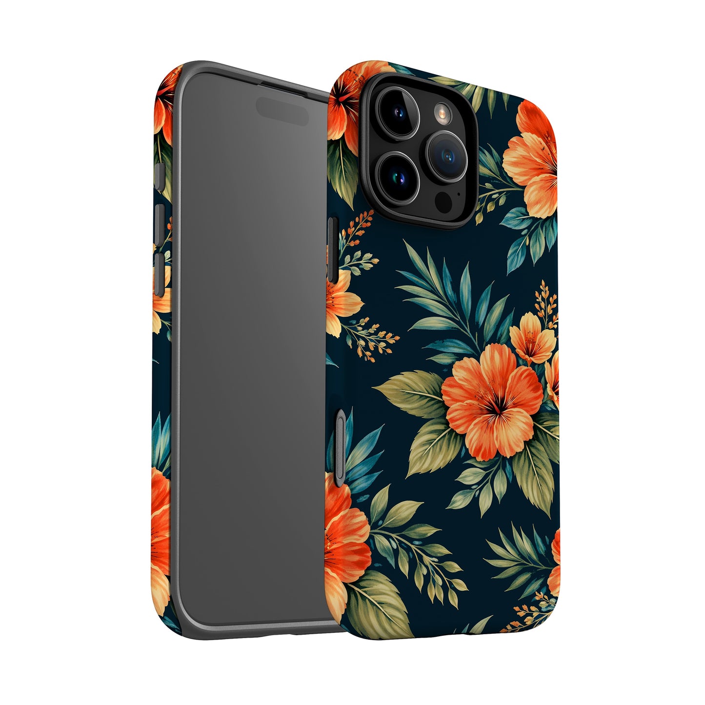 Classic Orange Floral Print Case Phone Case