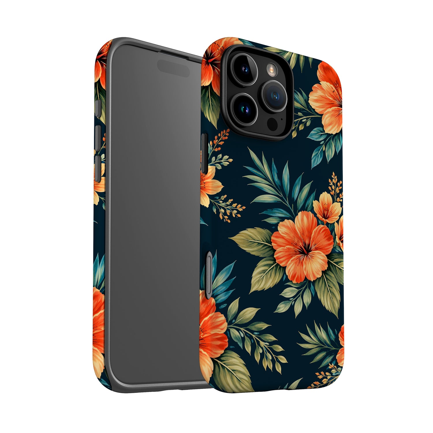 Classic Orange Floral Print Case Phone Case