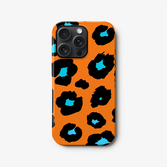 Orange and Blue Leopard Print Magsafe Case iPhone 16 Phone Case