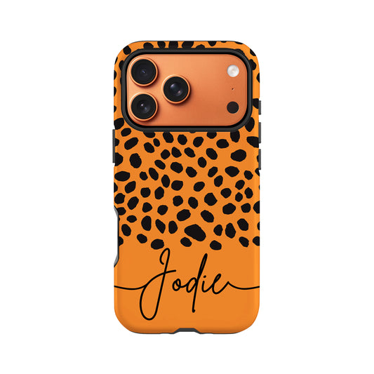 Personalised Orange Cheetah Print Case iPhone 17 Pro Phone Case