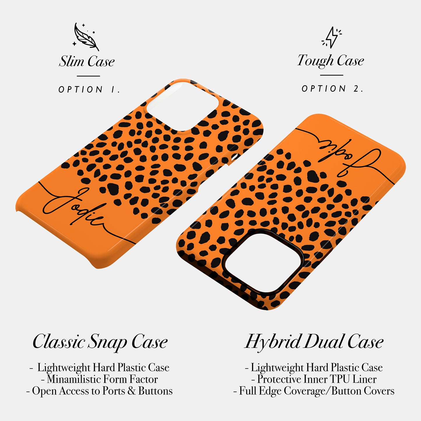 Personalised Orange Cheetah Print Case