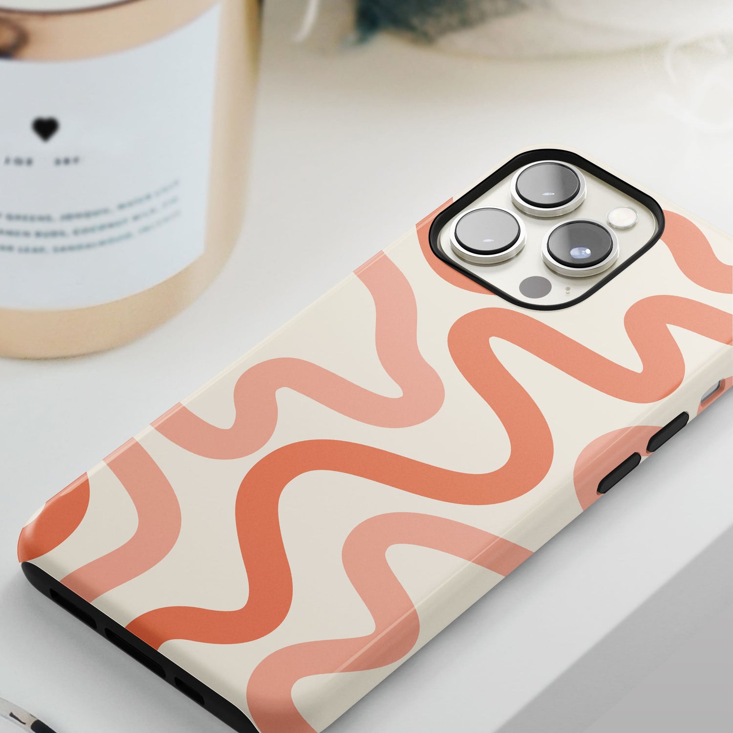 Orange Cream Abstract Wavy Pattern Print Case  Phone Case