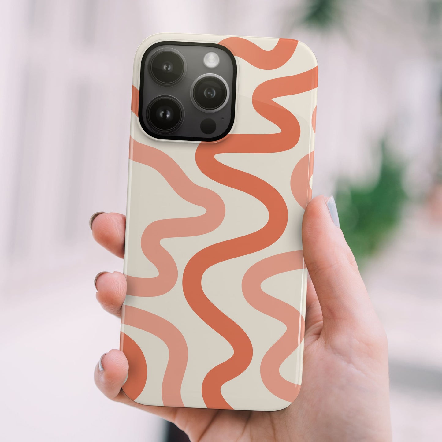 Orange Cream Abstract Wavy Pattern Print Case  Phone Case