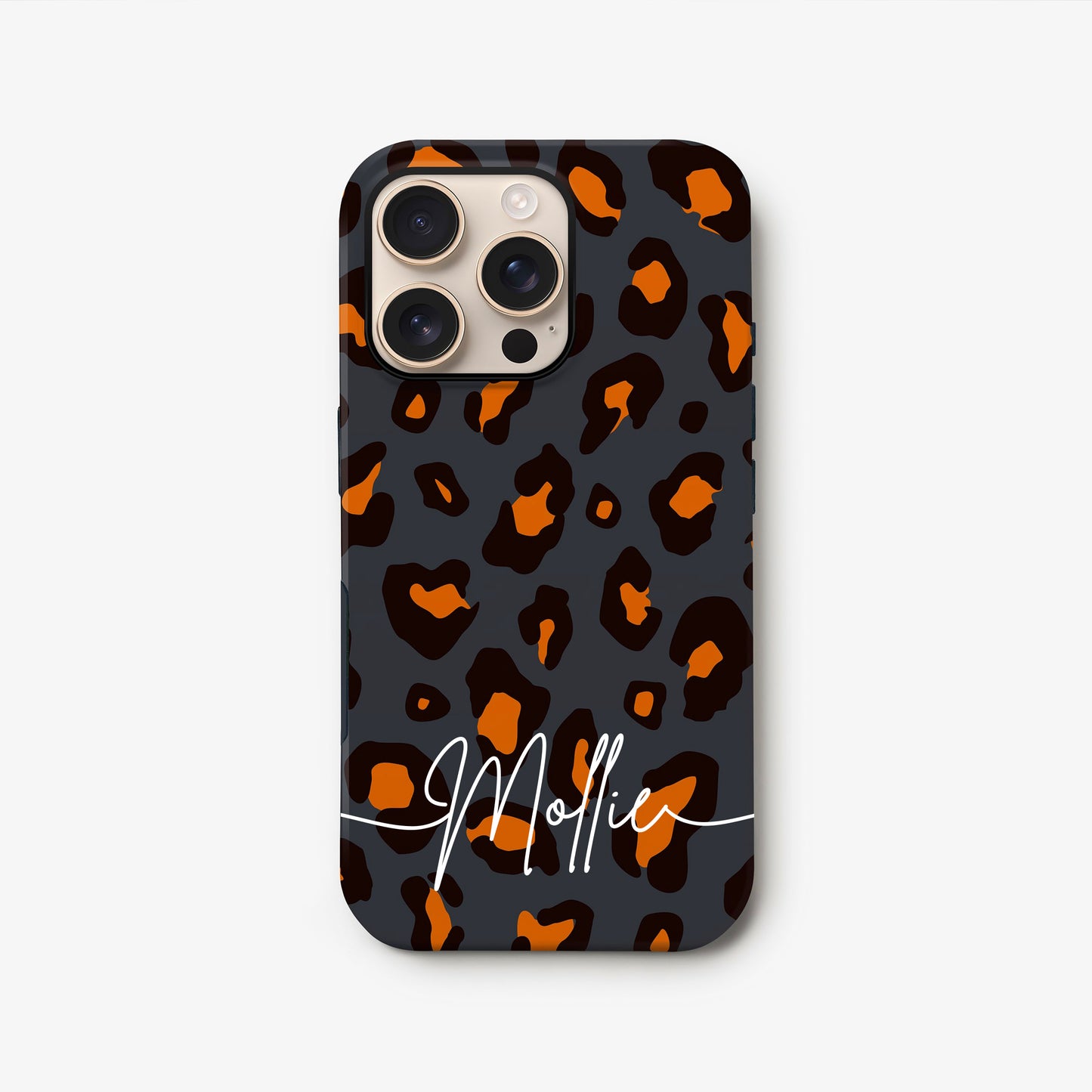 Orange Charcoal Custom Leopard Print Case