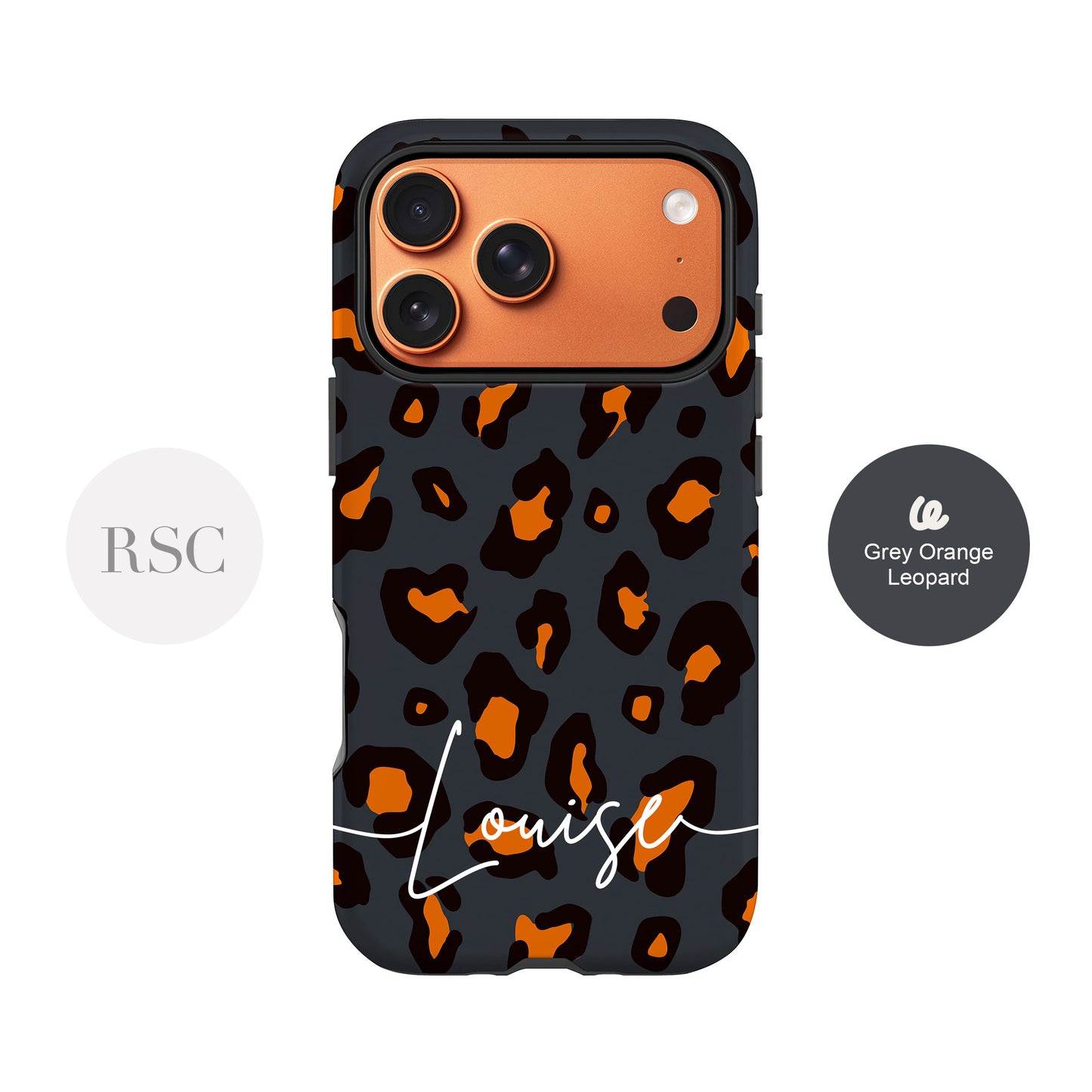 Orange Charcoal Custom Leopard Print Case