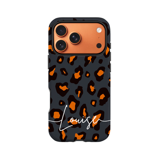 Orange Charcoal Custom Leopard Print Case