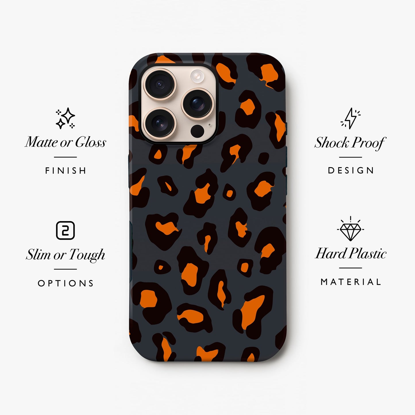 Orange Charcoal Custom Leopard Print Case