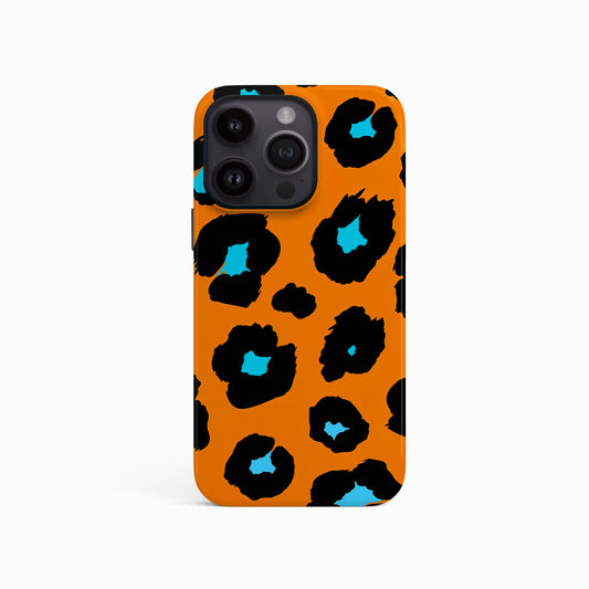 Orange and Blue Leopard Print Case iPhone 15 Phone Case