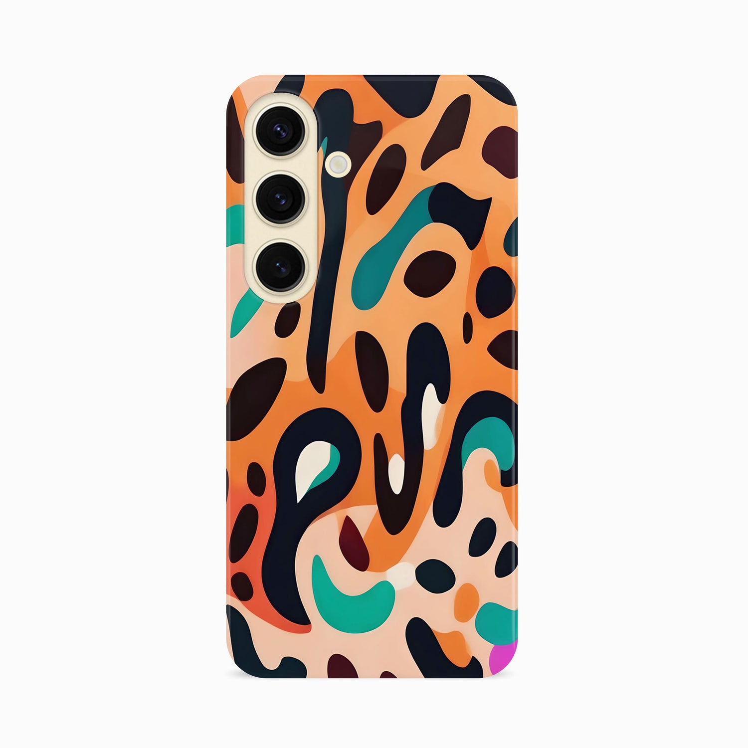 Abstract Orange Leopard Print Case Samsung Galaxy S24 Phone Case