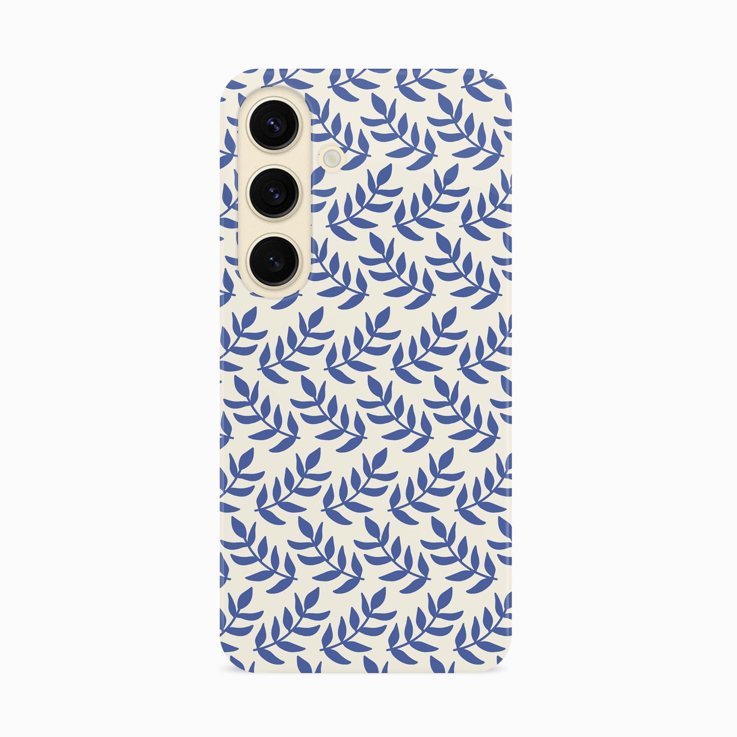 Ornate Blue Leaf Floral Pattern Case Samsung Galaxy S24 Phone Case