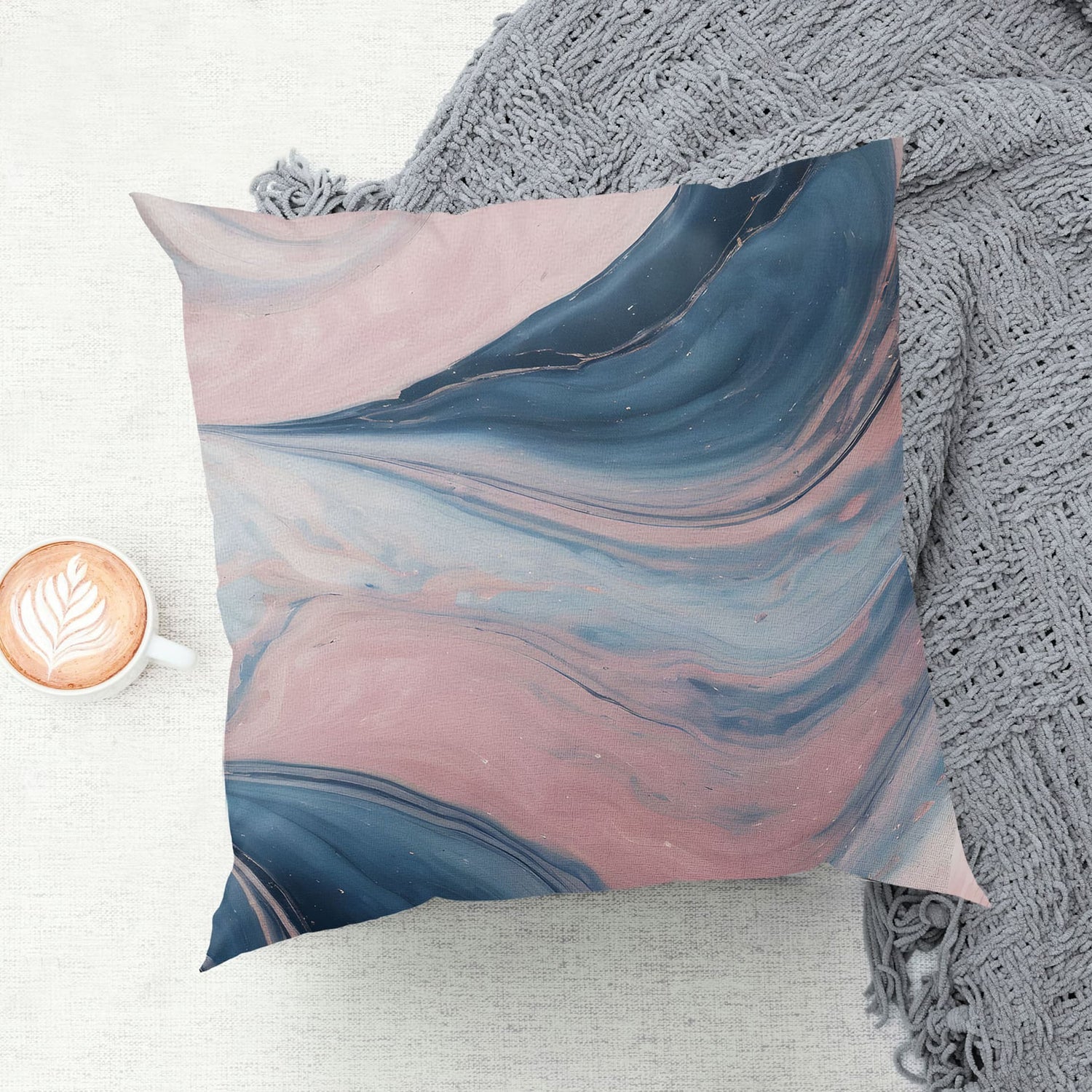 Pink And Blue Marble 45cm Cushion  Cushion