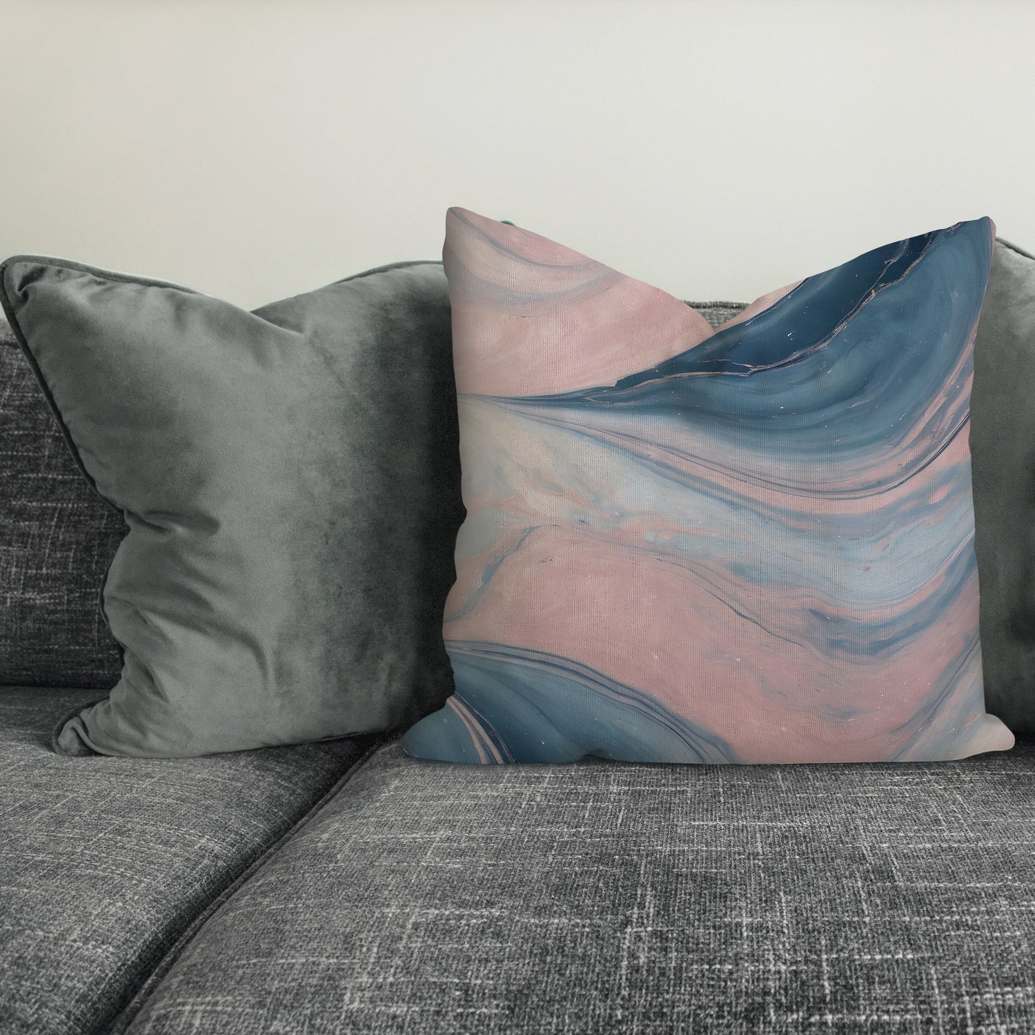 Pink And Blue Marble 45cm Cushion  Cushion