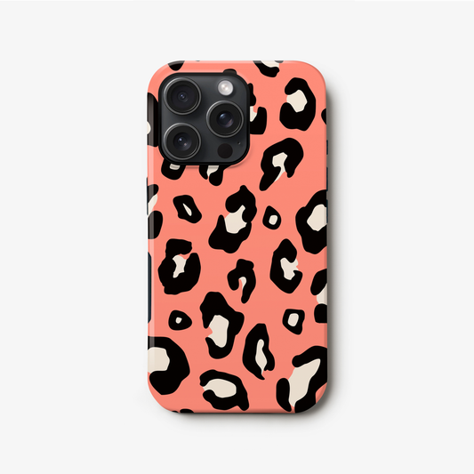 Orange Coral Leopard Print Magsafe Case iPhone 16 Phone Case